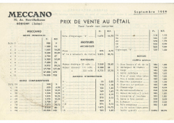 Tarif de 1959 (F et NF) – dim : 25 x 14,2 cm