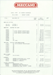 Tarif / bon de commande 1989