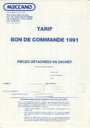 Tarif / bon de commande 1991