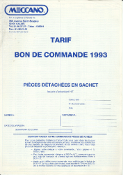 Tarif / bon de commande 1993