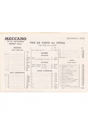 Tarif de 1960 – (20,5 x 14,2 cm)