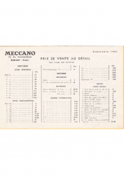 Tarif de 1961 – (20,5 x 13,8 cm)