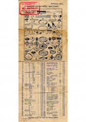 Tarif pièces 1927