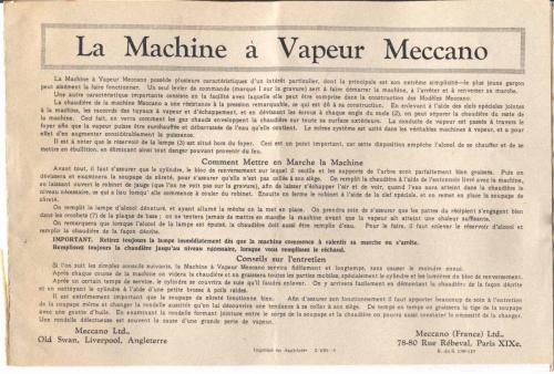 Notice Vapeur 1930